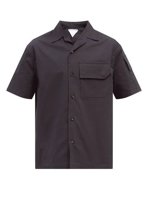 Sleeve-pocket Cotton-blend Canvas Shirt - Mens - Black