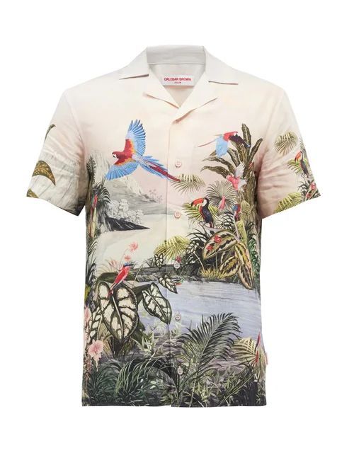 Travis Cuban-collar Parrot-print Shirt - Mens - Multi