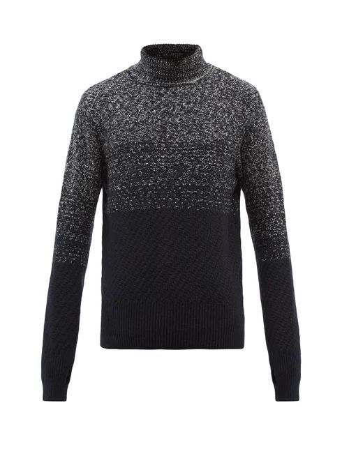 Talbot Ribbed Roll-neck Mélange-wool Sweater - Mens - Navy Multi