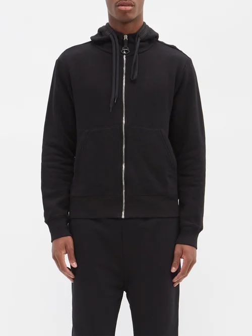 Rope-tied Zipped Cotton-jersey Hoodie - Mens - Black