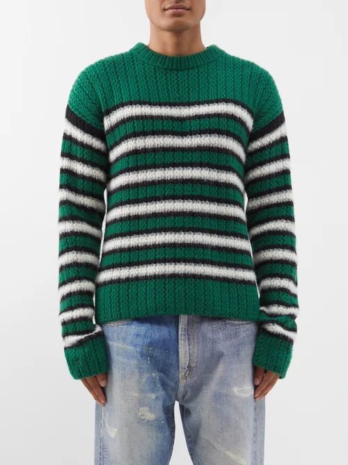 Striped Sweater - Mens - Green