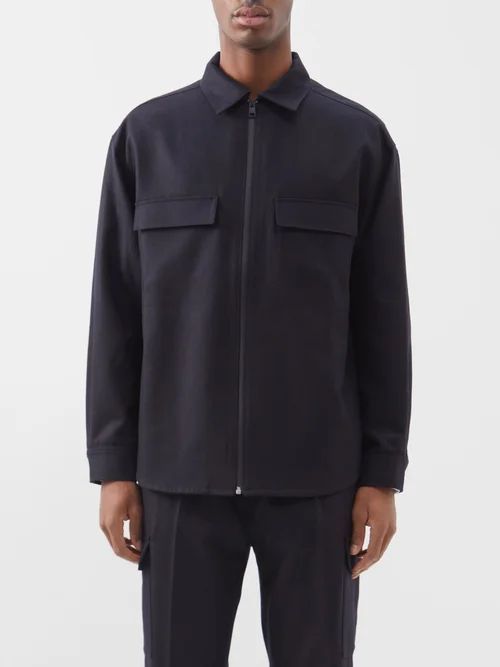 Virgin Wool-blend Flannel Jacket - Mens - Navy