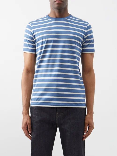 Striped Cotton-jersey T-shirt - Mens - Blue White