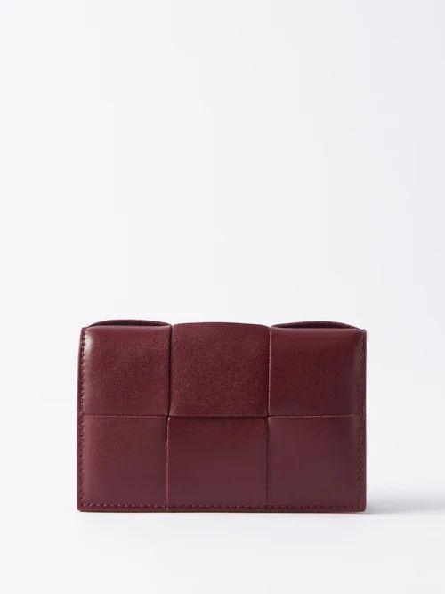 Urban Cassette Intrecciato-leather Cardholder - Mens - Burgundy