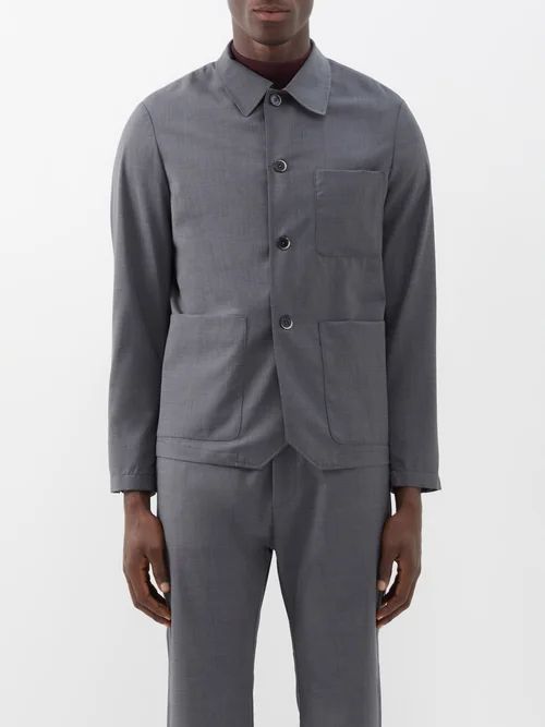 Visal Single-breasted Wool-tela Suit Jacket - Mens - Grey