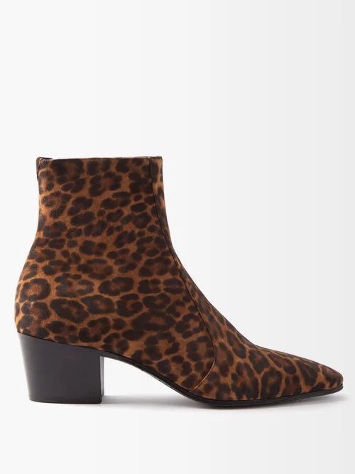 Vassili Leopard-print Suede Ankle Boots - Mens - Leopard
