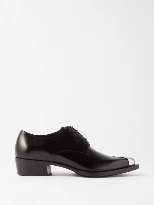 Toe-cap Leather Derby Shoes - Mens - Black