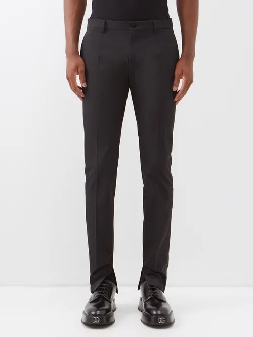 Technical-gabardine Slim-leg Suit Trousers - Mens - Black