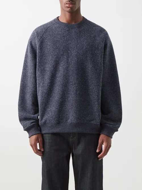 Raglan-sleeved Cotton-blend Jersey Sweatshirt - Mens - Navy