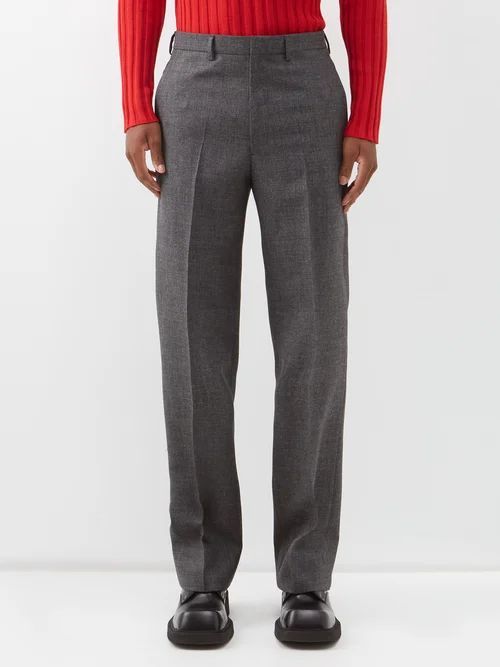 Stuoia Wool Suit Trousers - Mens - Slate