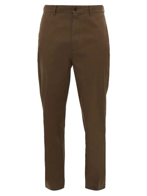 Tapered Cotton Chino Trousers - Mens - Brown