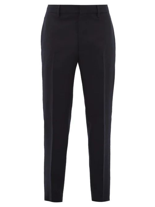 Tapered-leg Wool Suit Trousers - Mens - Navy
