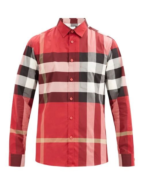 Somerton Nova-check Cotton-blend Poplin Shirt - Mens - Red Multi