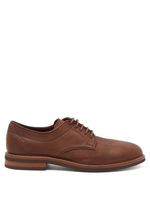 Unlined Leather Derby Shoes - Mens - Dark Brown