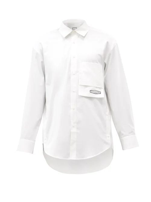 Wooyoungmi - Patch-pocket Stepped-hem Cotton-poplin Shirt - Mens - White