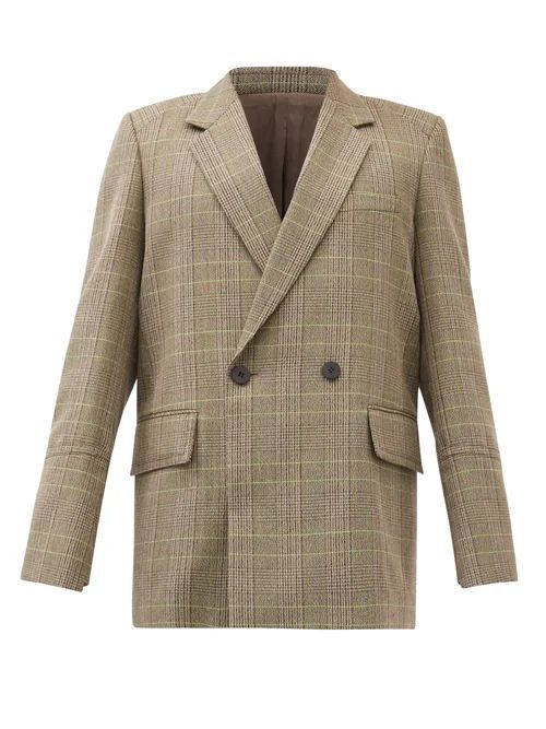 Wooyoungmi - Double-breasted Check Wool-blend Suit Jacket - Mens - Dark Grey