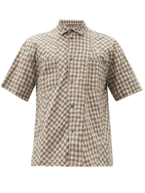 YMC - Mitchum Patchwork Gingham Poplin Shirt - Mens - Khaki Multi