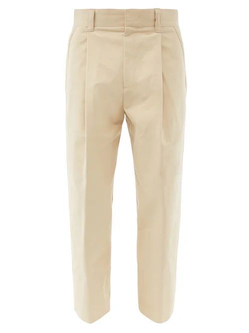 Wooyoungmi - Pleated-waist Tailored Cotton Trousers - Mens - Beige