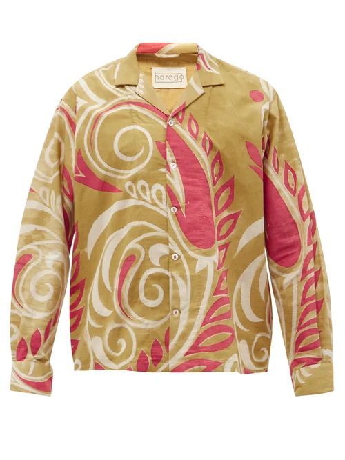 Kaladera Abstract Floral-print Cotton Shirt - Mens - Beige Multi