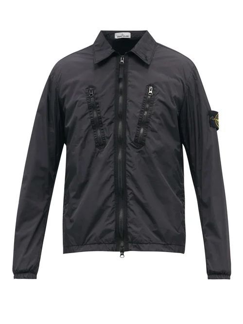 Zipped Technical-shell Overshirt Jacket - Mens - Black