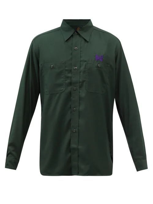 Work Garbadine Long-sleeved Shirt - Mens - Green