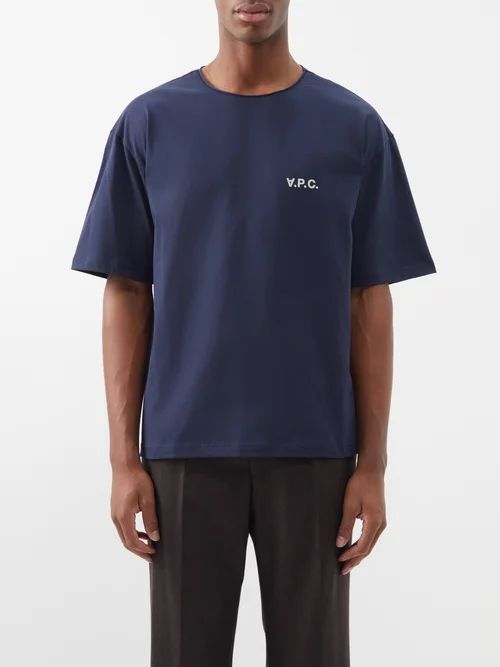 Vpc-print Cotton-jersey T-shirt - Mens - Navy