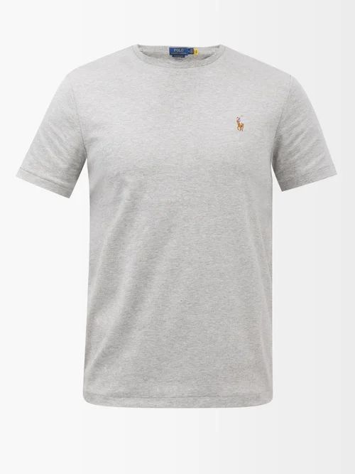 Logo-embroidered Cotton-jersey T-shirt - Mens - Grey