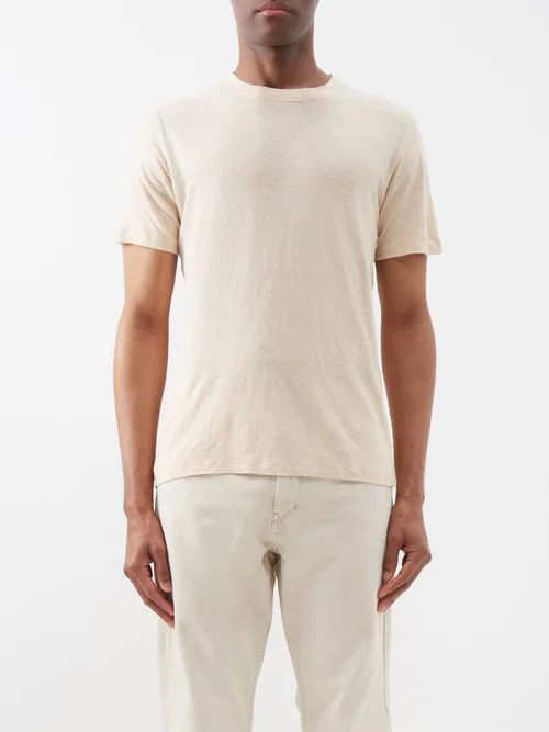 Leon Linen-jersey T-shirt - Mens - Cream