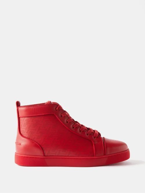 Louis Orlato Perforated Leather High-top Trainers - Mens - Red