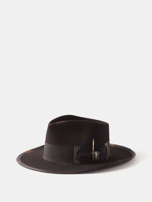 Aquemini Bow-tied Felt Fedora Hat - Mens - Black