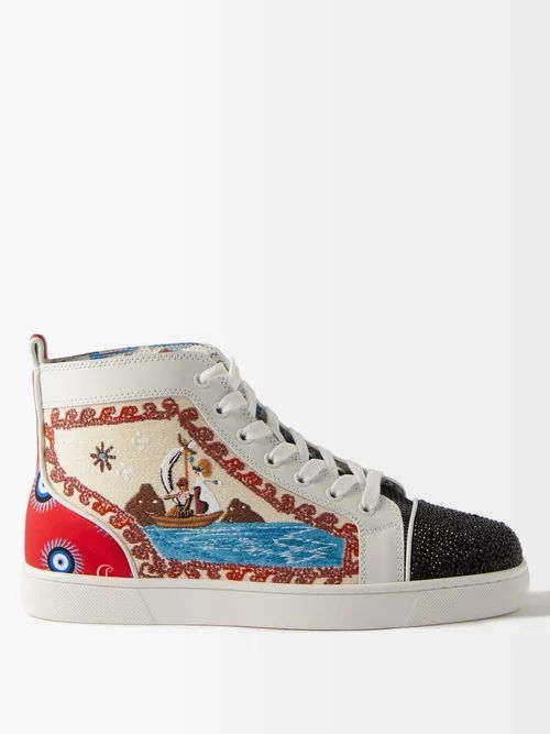 No Limit Boat-embroidered Leather Trainers - Mens - Multi