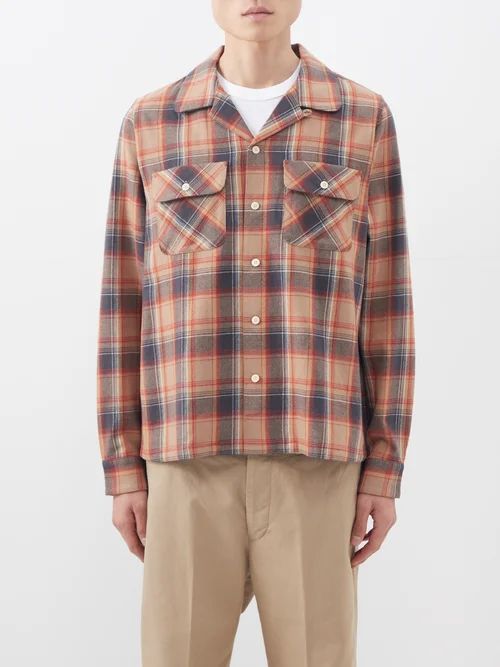 Boomer Check Wool-blend Shirt - Mens - Beige Multi