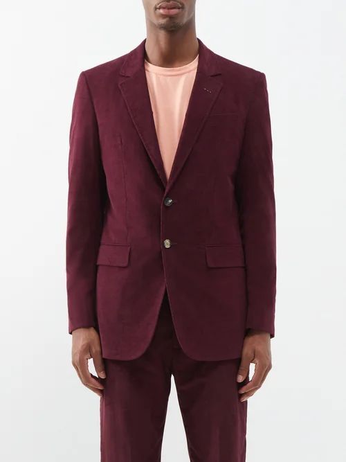 Irving Cotton-corduroy Suit Jacket - Mens - Red