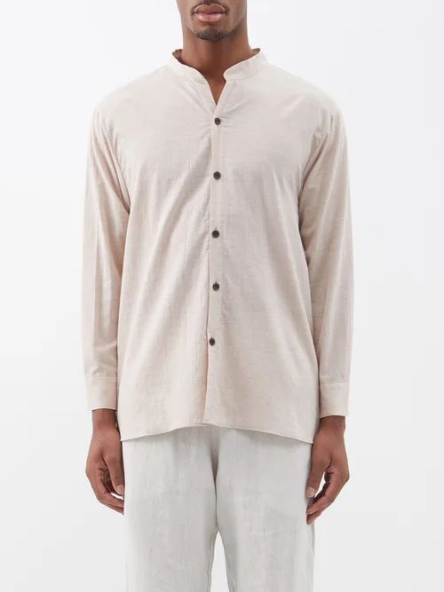 La Paloma Stand-collar Cotton Shirt - Mens - Brown