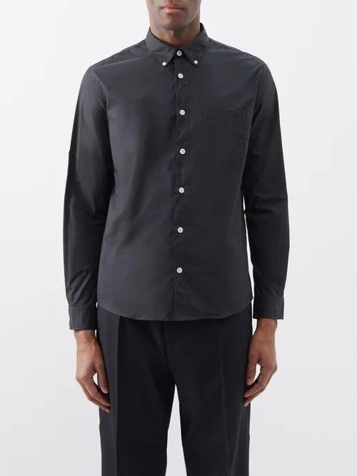 Edouard Cotton-poplin Button-down Shirt - Mens - Black