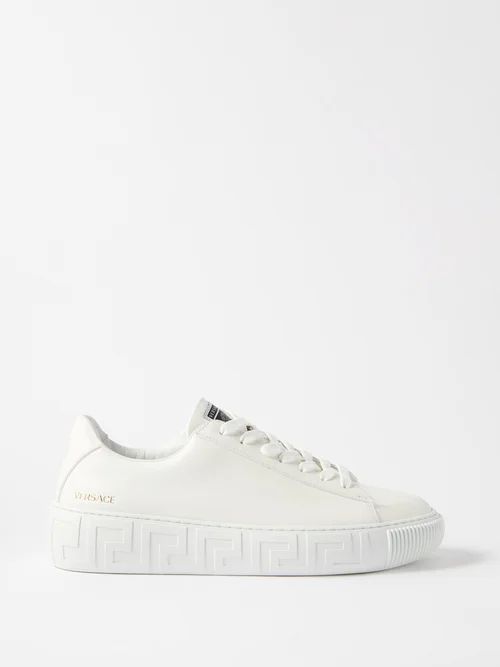 Greca-sole Leather Trainers - Mens - White