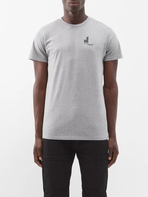 Zafferh Logo-print Organic Cotton-jersey T-shirt - Mens - Grey