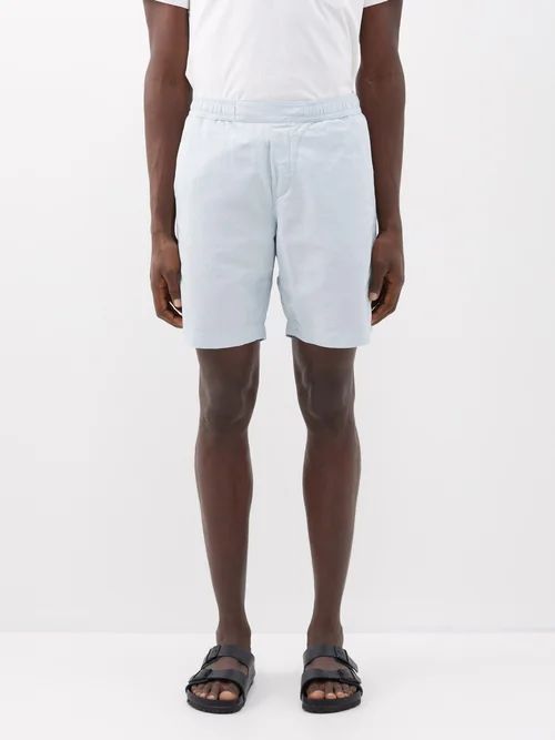 Sirma Elasticated-waist Linen-blend Shorts - Mens - Light Blue