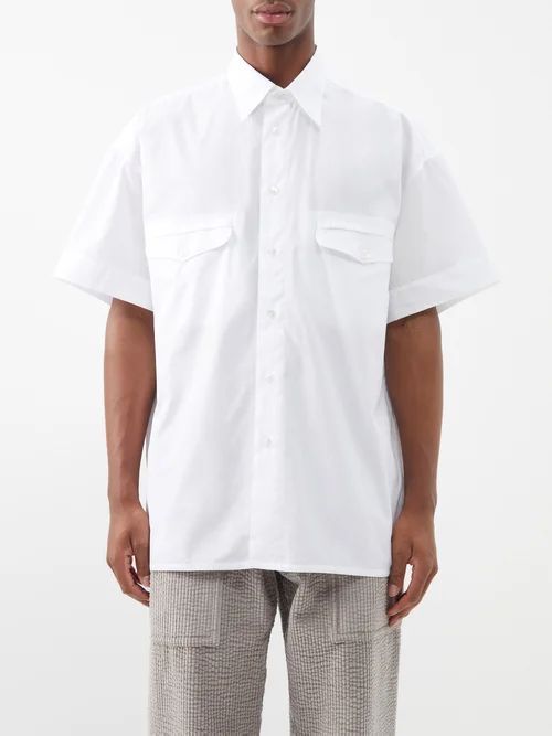 Twin Pocket Cotton-poplin Shirt - Mens - White