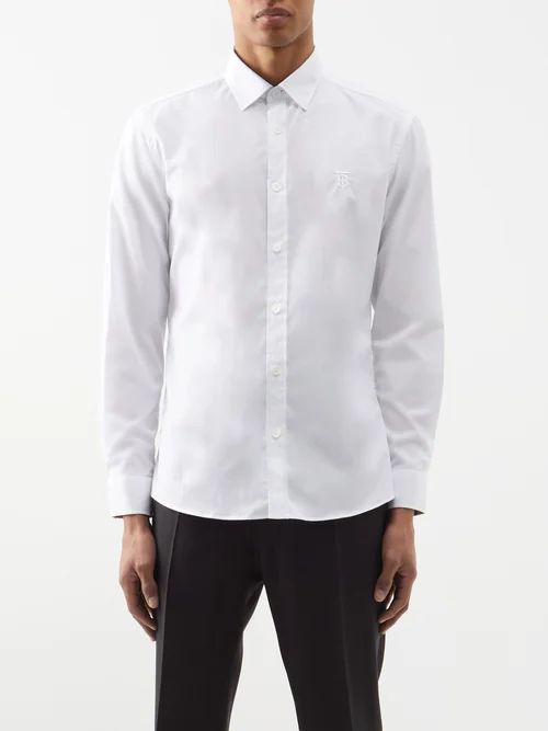 Cotton-blend Poplin Shirt - Mens - White