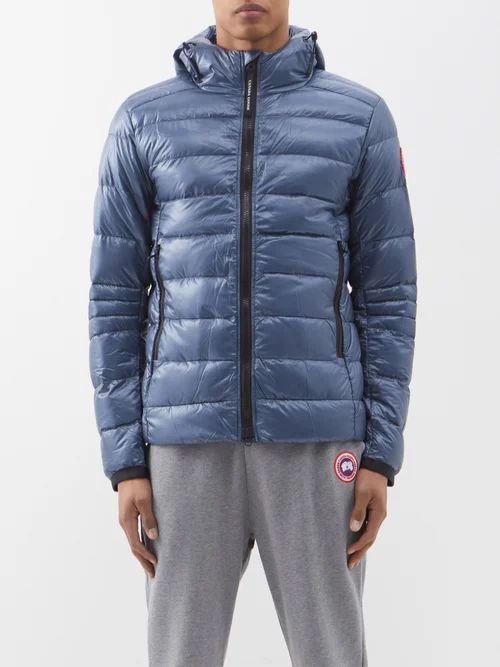 Crofton Hooded Recycled Down Jacket - Mens - Blue