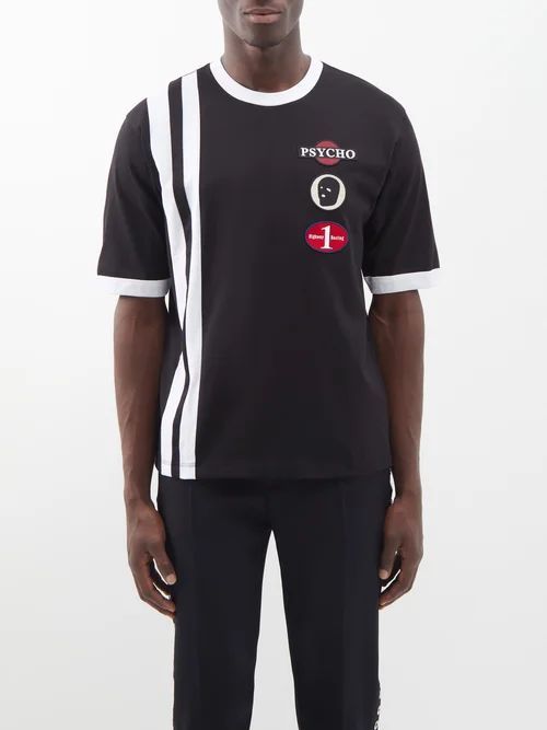 Racing Ringer Cotton-jersey T-shirt - Mens - Black