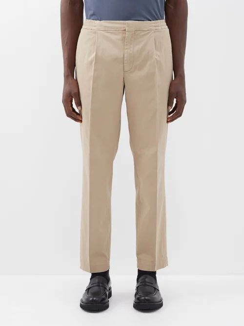 Ghia Pleated Cotton-blend Trousers - Mens - Beige