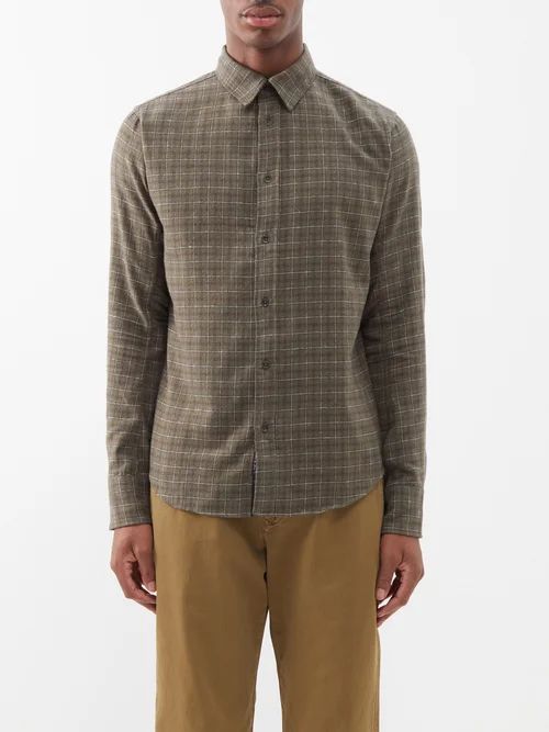 Fit 2 Plaid Cotton Shirt - Mens - Khaki Multi
