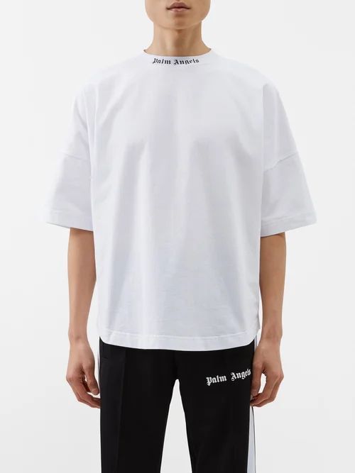 Logo-print Cotton-jersey T-shirt - Mens - White Black