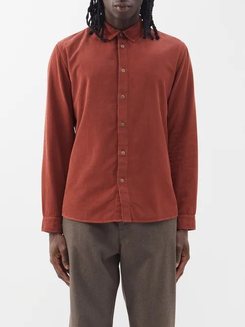 Button-down Cotton-corduroy Shirt - Mens - Brown