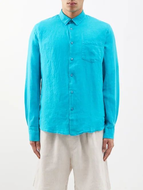 Caroubis Linen Shirt - Mens - Blue