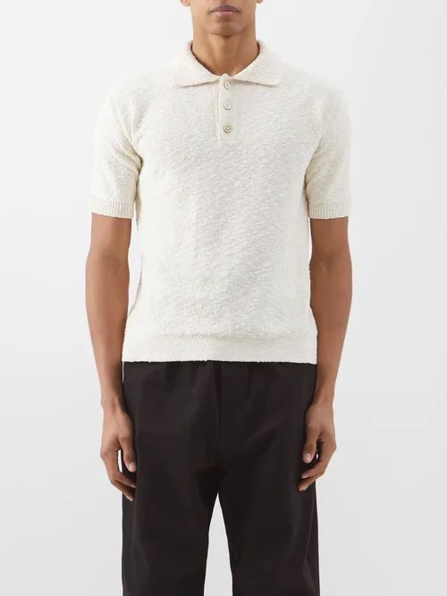 Textured Cotton-blend Polo Shirt - Mens - Off White
