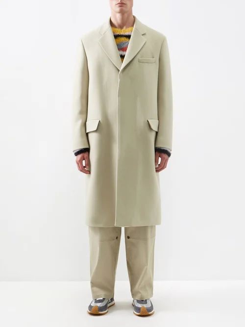 Tailored Wool-blend Twill Overcoat - Mens - Beige