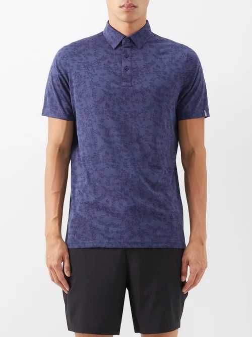 Stephen Floral-print Jersey Polo Shirt - Mens - Dark Blue